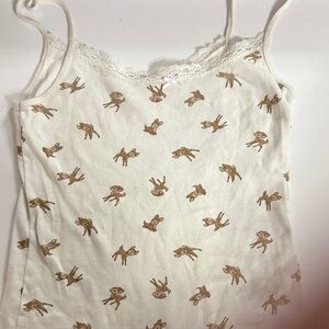 Brandy Melville Cream Lace Trim Top